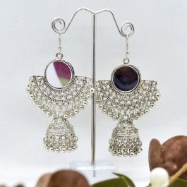 Chandbali Designed Mirror Studded Pinjada Drop Earrings For Women