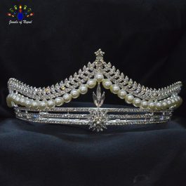 Jewels of Nepal Silver/White Stunning Bridal Crown/Hair Embellishment For Women