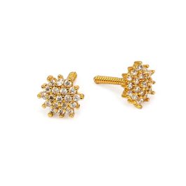 Small Thaka Style Gold Plated Ear Studs For Women