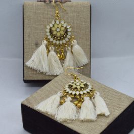 Multicolored Tribal Patterned Tassel Drop Earrings For Women
