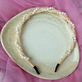 Jewels of Nepal Silk & Faux Pearl Twirled Cute Hairband for Girls