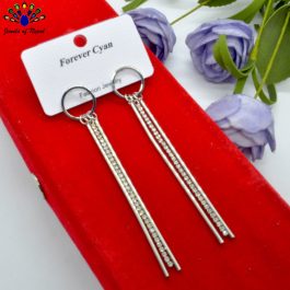 Golden/Silver Toned Stone Chain Drop Sleek Earrings