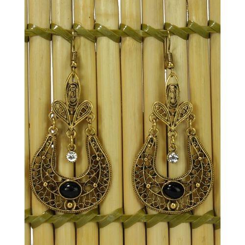 Golden Textured Earrings For Women-Jewels Of Nepal