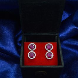 Jewels of Nepal Australian Diamond Double Circular Ear Studs for Women