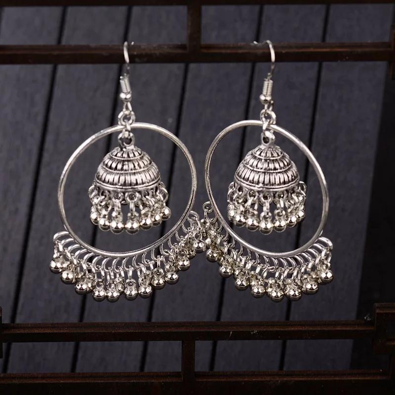 Golden/Silver Round Pinjada Drop Earrings For Women