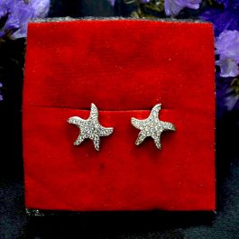 Jewels of Nepal AD Studded Silver Plated Star Shaped Stud Earrings for Women