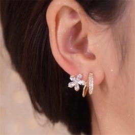 Jewels of Nepal CZ Stones Studdd S925 C-Hoop Stylish Earrings For Women