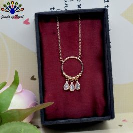 Circular Drop Tasseled Rose Gold Plated Zirconia A Stoned Pendant Chain - Jewels of Nepal