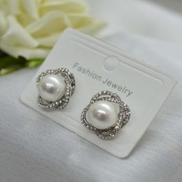 Jewels of Nepal Elegant Faux Moti Adorned Stone Studded Ear Studs For Women
