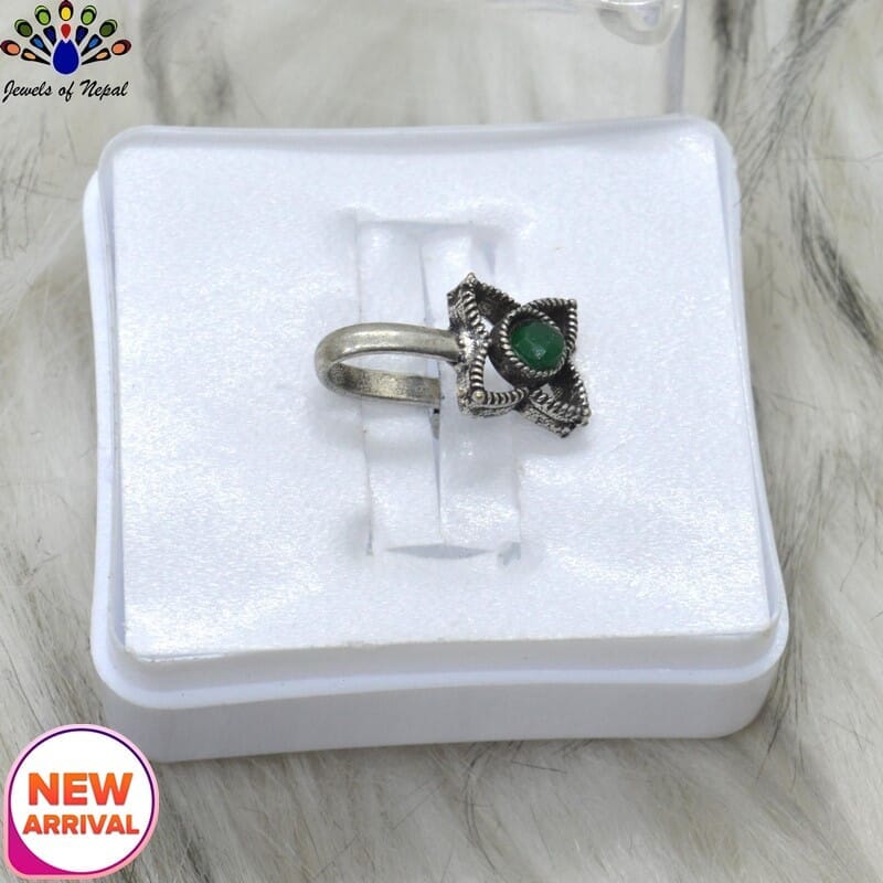 Oxidized Silver Toned Stone Clip on Nose Ring / Nathi/ Nathiya For Women- 1pc - Image 65