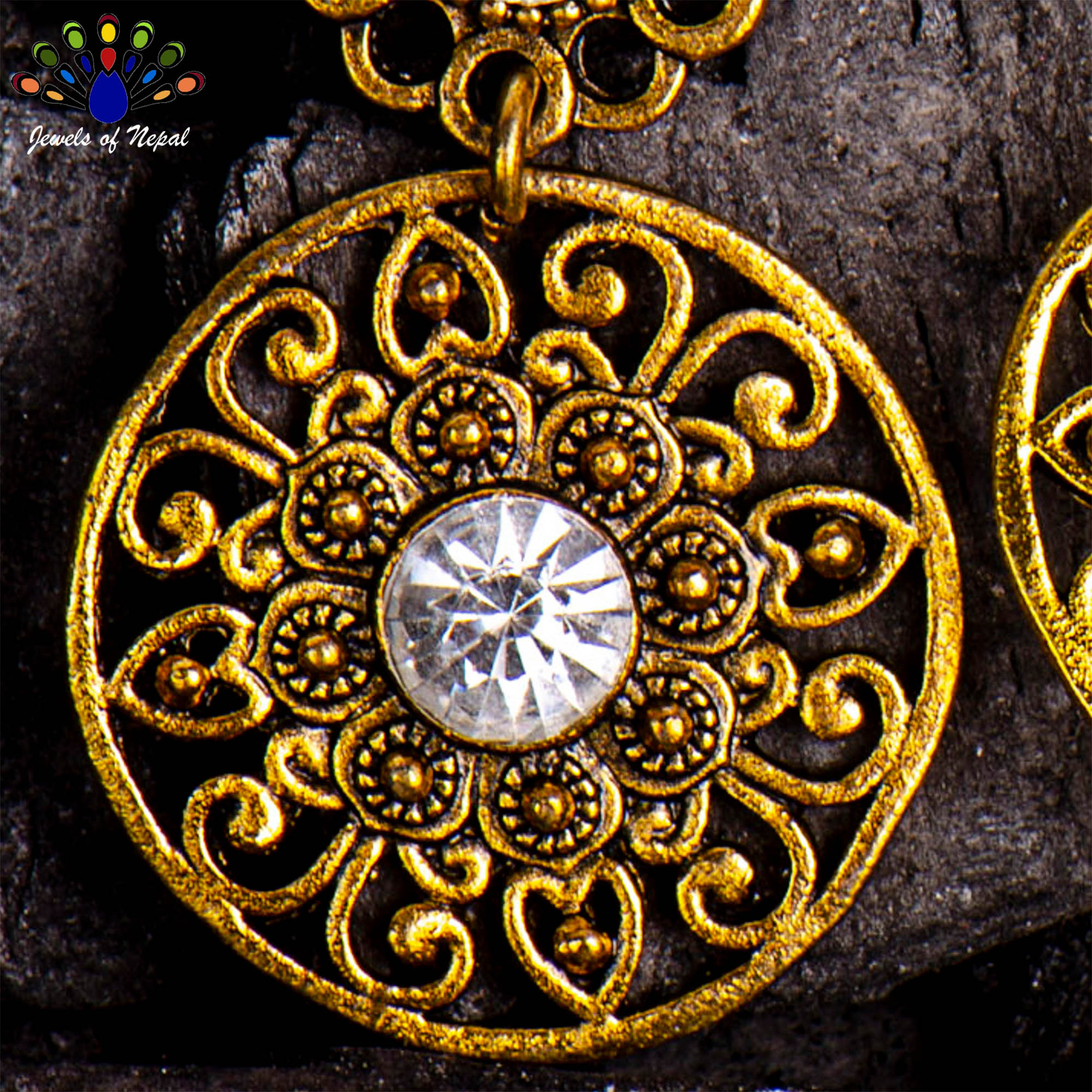 Golden/Silver Double Round Cutout Patterned Circular Drop Danglers For Women - Image 6