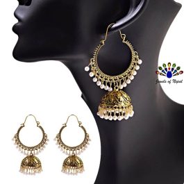 Antique Golden Gypsy Loop Pinjada Jhumka Earrings For Women
