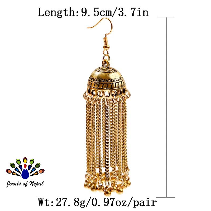 Silver/Golden Ethnic Gypsy Style Pinjada Jhumka Earrings For Women - Image 3