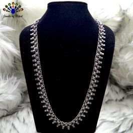 Oxidized Silver Toned Statement Matinee Length Necklace for Women (Free Nose Clip)- Jewels of Nepal