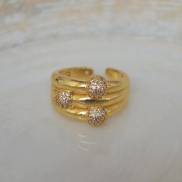 Jewels of Nepal Stainless Steel Stone Studded Adjustable Finger Ring for Women