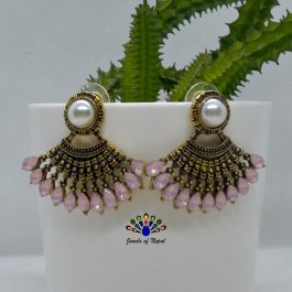 Silver Fan Half Sun Vintage Style Earrings
