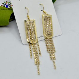 Golden Stones Studded Chain Tassel Drop Earrings