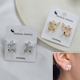 Jewels of Nepal CZ Stones Studded S925 Mermaid Tail Designed C-Hoop Earrings For Women