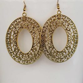 Golden Cut Textured Oval Earrings For Women
