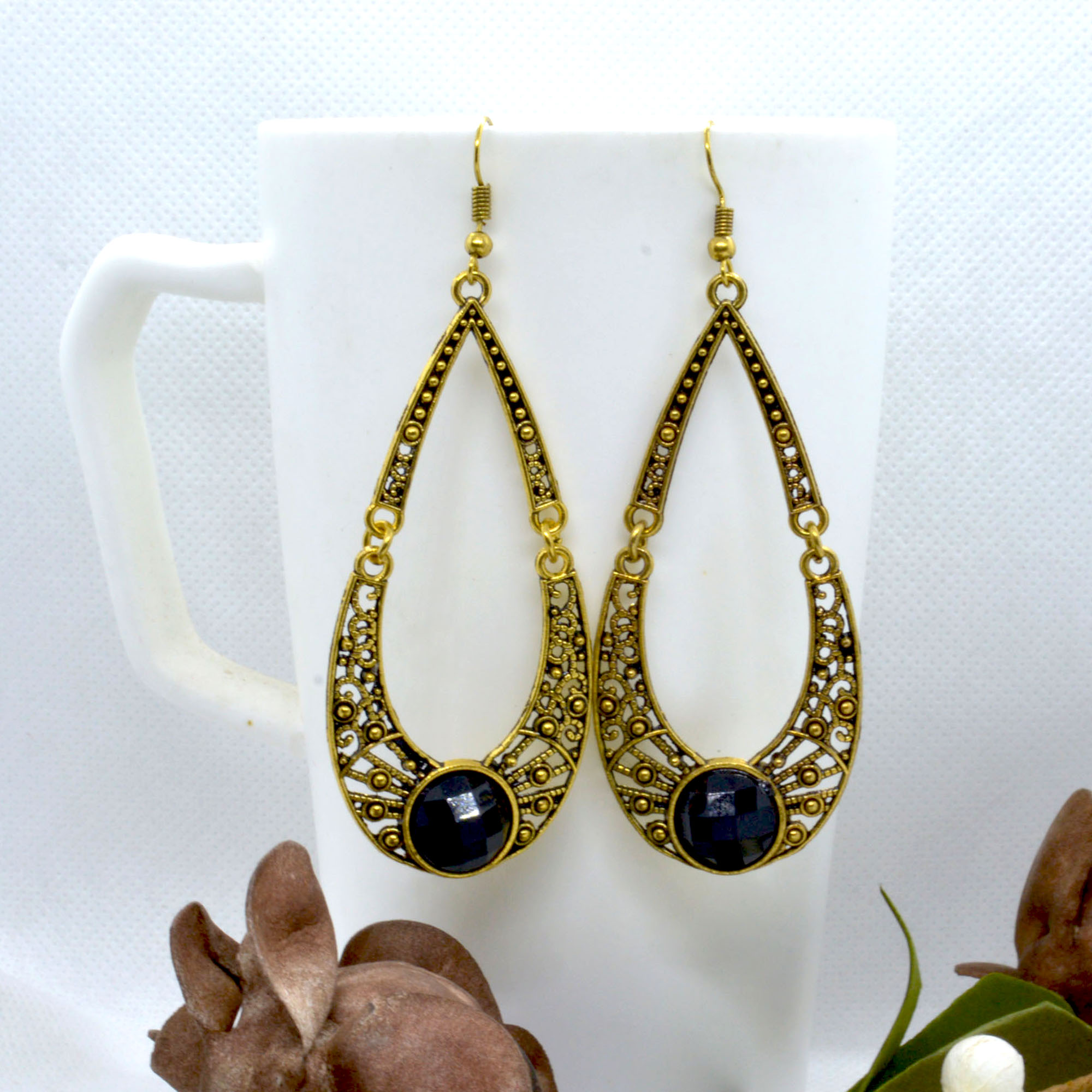 Combo of 4 Silver/Golden Stoned Long Drop Earrings For Women - Image 3