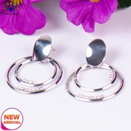 Jewels of Nepal Golden/Silver Double Circular Drop Earrings For Women
