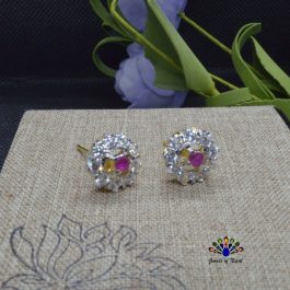 American Diamond Stone Embellished Thaka Style Ear Studs For Women
