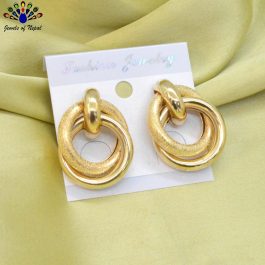 Jewels of Nepal Golden/Silver Twisted Circular Knot Designed Trendy Style Ear Studs For Women