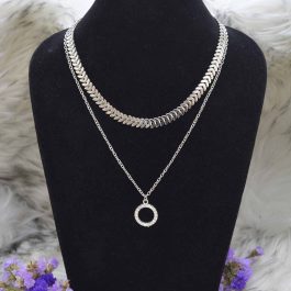 Jewels of Nepal Circular Pendant Layered Choker Necklace / Chain for Women