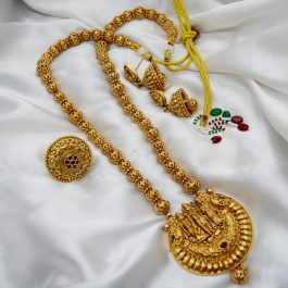 Jewels of Nepal Antique / Oxidized Guaranteed Gold Plated Temple Jewelry Set for Women