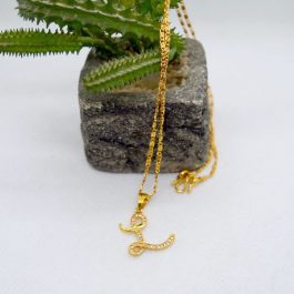 Gold Plated & Stone Studded Alphabetic Pendant Chain For Women