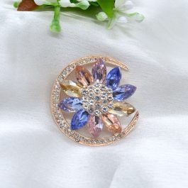 Jewels of Nepal Multicolored Stone Studded Flower Designed Brooch for Women