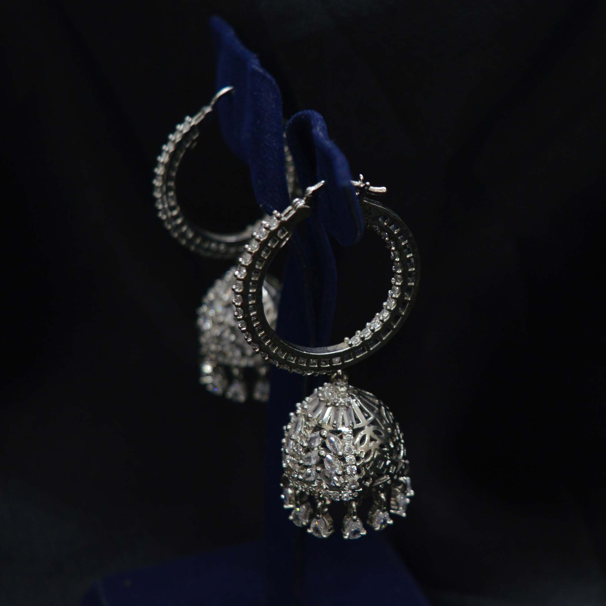 Jewels of Nepal American Diamond/CZ Stone Studded Ring Pinjada Earrings For Women - Image 2