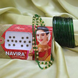 Jewels of Nepal Shrawan Special Cut Patterned Glass Bangles / Chura Combo Set for Women