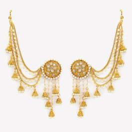 Gold Toned Faux Moti And Stones Studded Bahubali Style Danglers