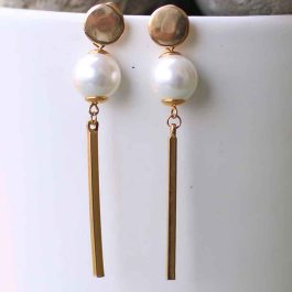 White Faux Pearl Drop Earrings For Women