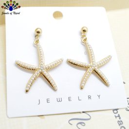 Golden/Silver Korean Starfish Drop Earrings by Jewels of Nepal