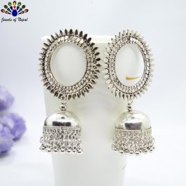 Silver Toned Round Stylish Top Beads Pinjada Earrings For Women