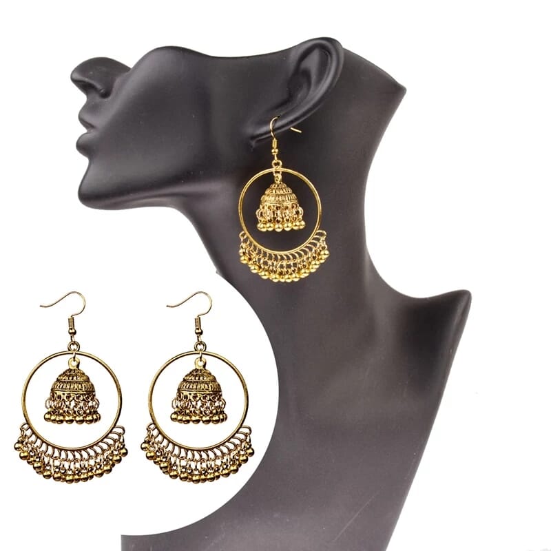 Golden/Silver Round Pinjada Drop Earrings For Women - Image 2