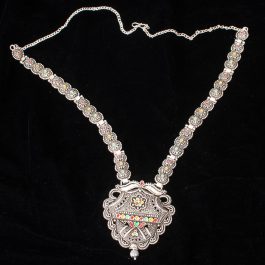 Jewels of Nepal Silver Oxidized Long Pendant Necklace (Free Nose Clip)