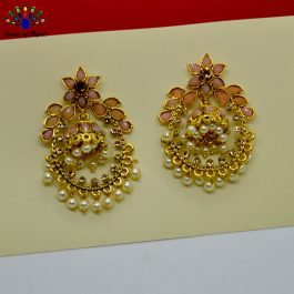 Stones Studded Pinjada Chandbali Earrings For Women