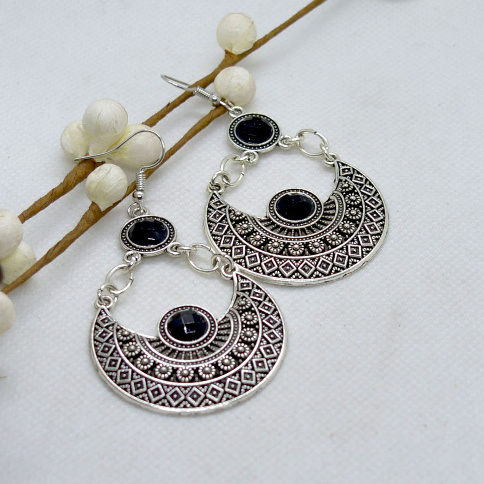 Combo of 4 Silver/Golden Stoned Long Drop Earrings For Women - Image 8