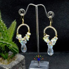 Stones & Faux Crystal Studded Shiny Drop Earrings