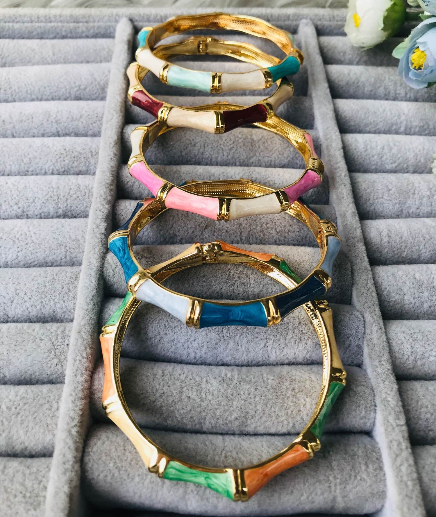 Jewels Of Nepal Stainless Steel Adjustabl Jewels Of Nepal Stainless Steel Adjustable Bamboo Bangles/Bracelet for Women e Bamboo Bangles for Women - Image 3