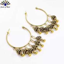 Golden/Silver Vintage Gypsy Jhumka Bell Tassels Earrings For Women