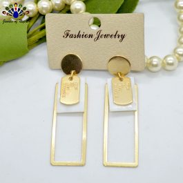 Golden/White Stylish Geometric Dangling Earrings