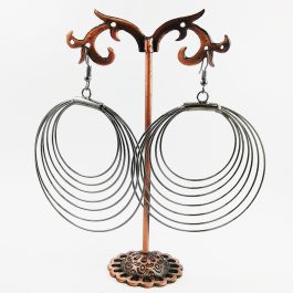 Light Dull Silver Tone Round Multi Layered Metallic Danglers