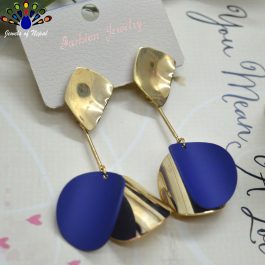 Golden Stylish Curved Circular Drop Earrings For Women by Jewels of Nepal
