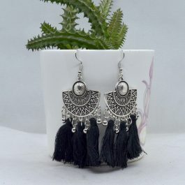 Multicolored Tribal Patterned Tassel Drop Earrings For Women