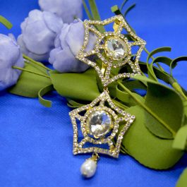 Star Shaped Faux Moti And Stones Embellished Hair Embellishment For Women