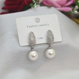 Jewels of Nepal Stones Studded S925 Faux Moti Dangling Earrings For Women